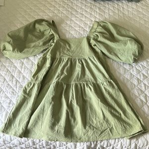 Nasty Gal Square Neck Puff Sleeve Mini Dress